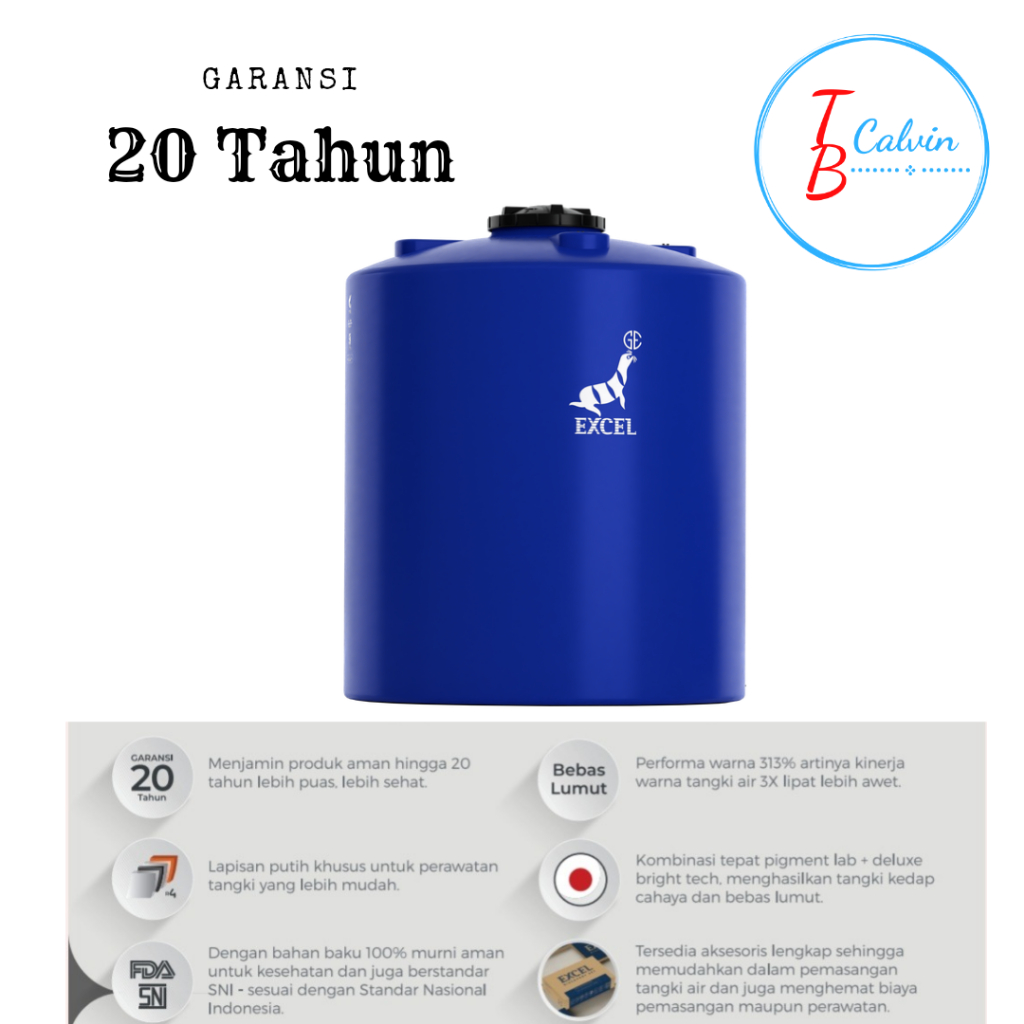 Tangki / Tandon / Toren Air Excel 2000 Liter AL 2000 isi 2000 Liter