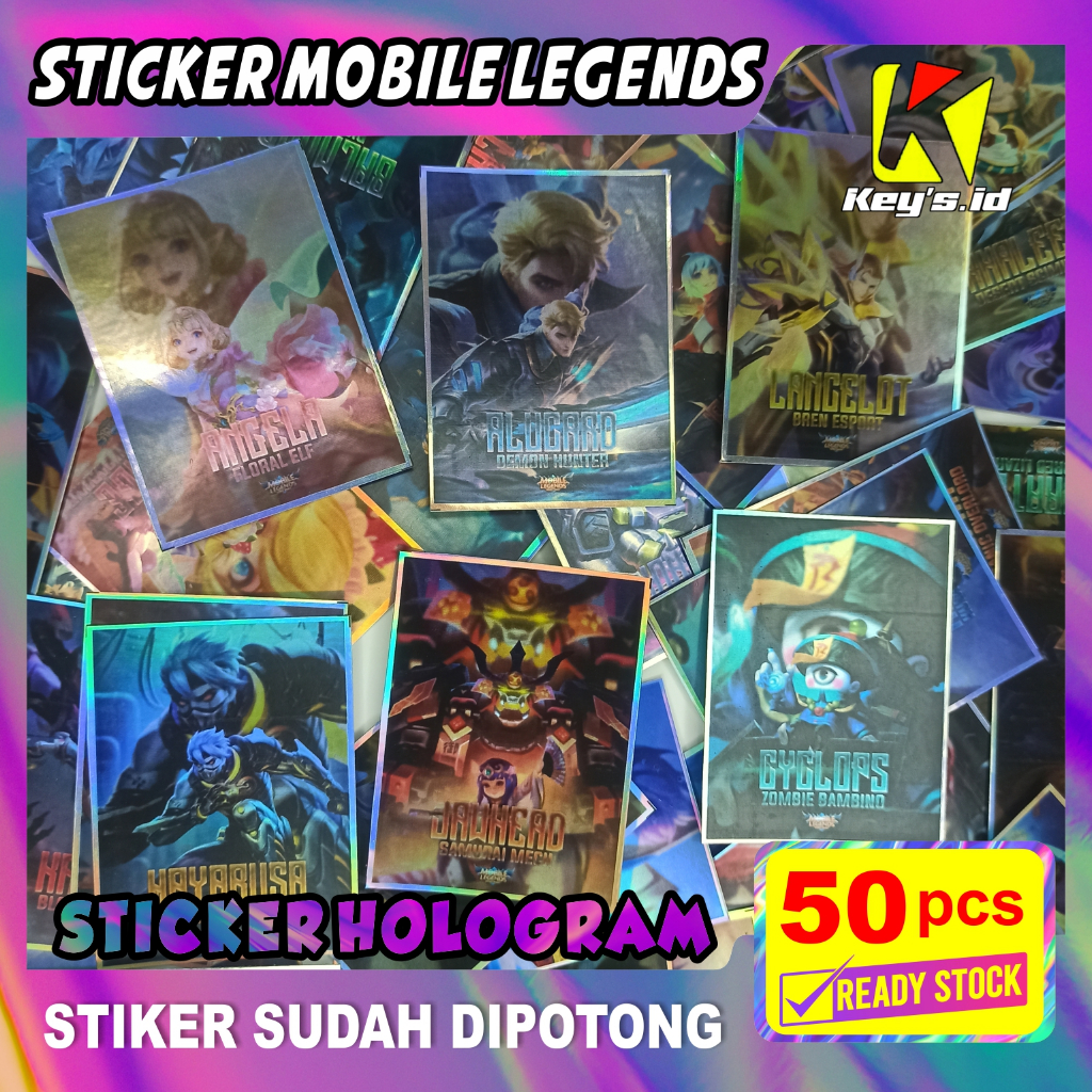 

Stiker Mobile Legends, Sticker Hero MLBB Hologram Isi 50 Pcs