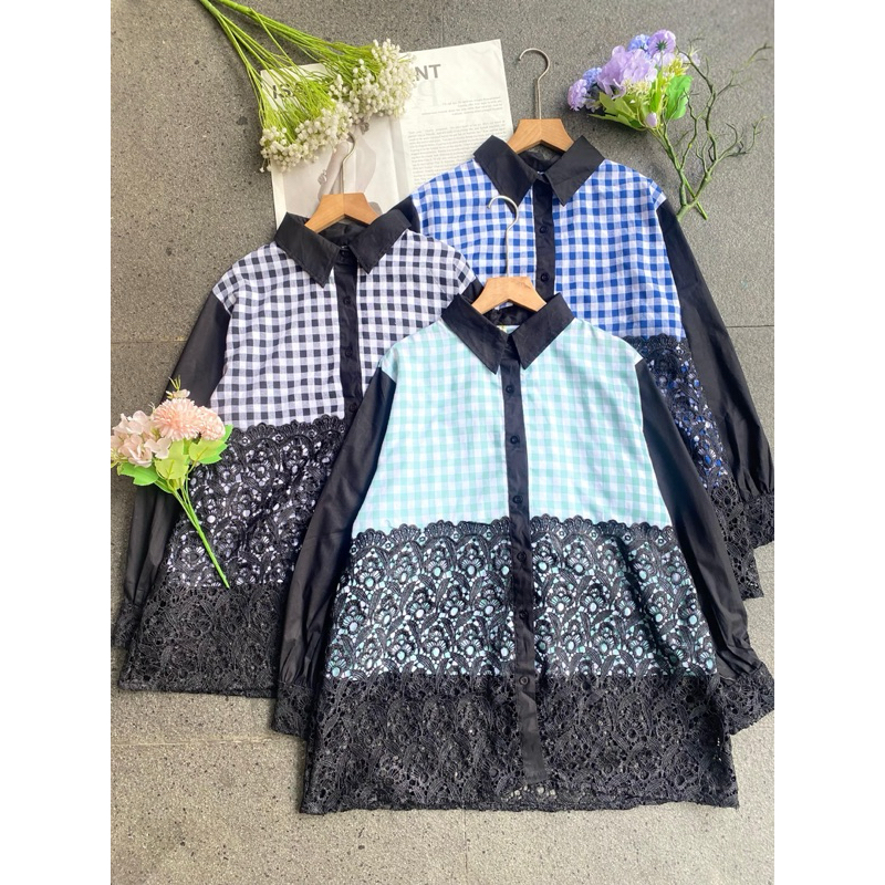 atasan wanita gemes/atasan wanita renda lucu/atasan import/kemeja wanita/kemeja bordir by Lisshop.id
