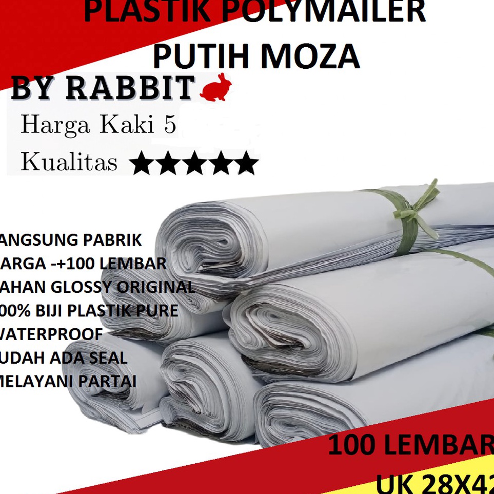 

boSuper Sale 28x42 Kantong Plastik Polymailer Amplop Packing Online Putih MOZA P48