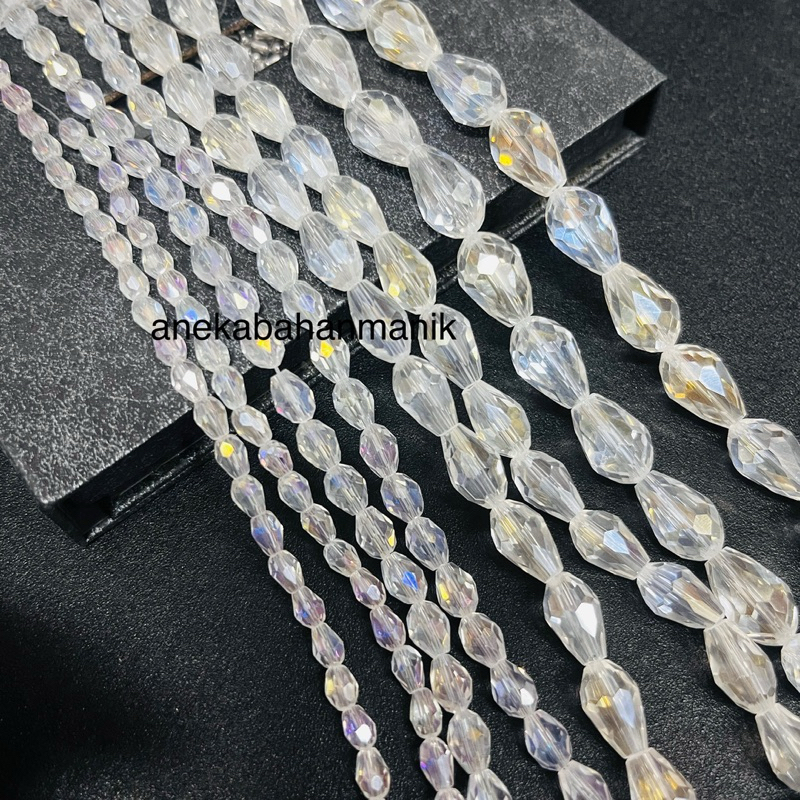 Bahan Craft Manik Crystal Ceko Tetes Air/ Kristal Tetes Air 4mm 6mm 8mm 10mm
