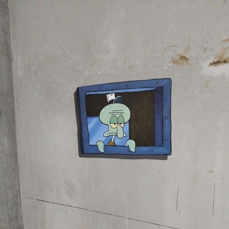 sticker Squidward tembok