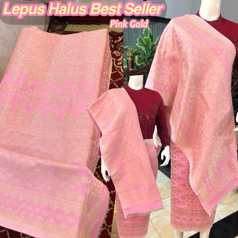 Songket Lepus Halus Best Seller Pink Gold / Songket Tenun Palembang asli Tenun Tangan/ilham songket 