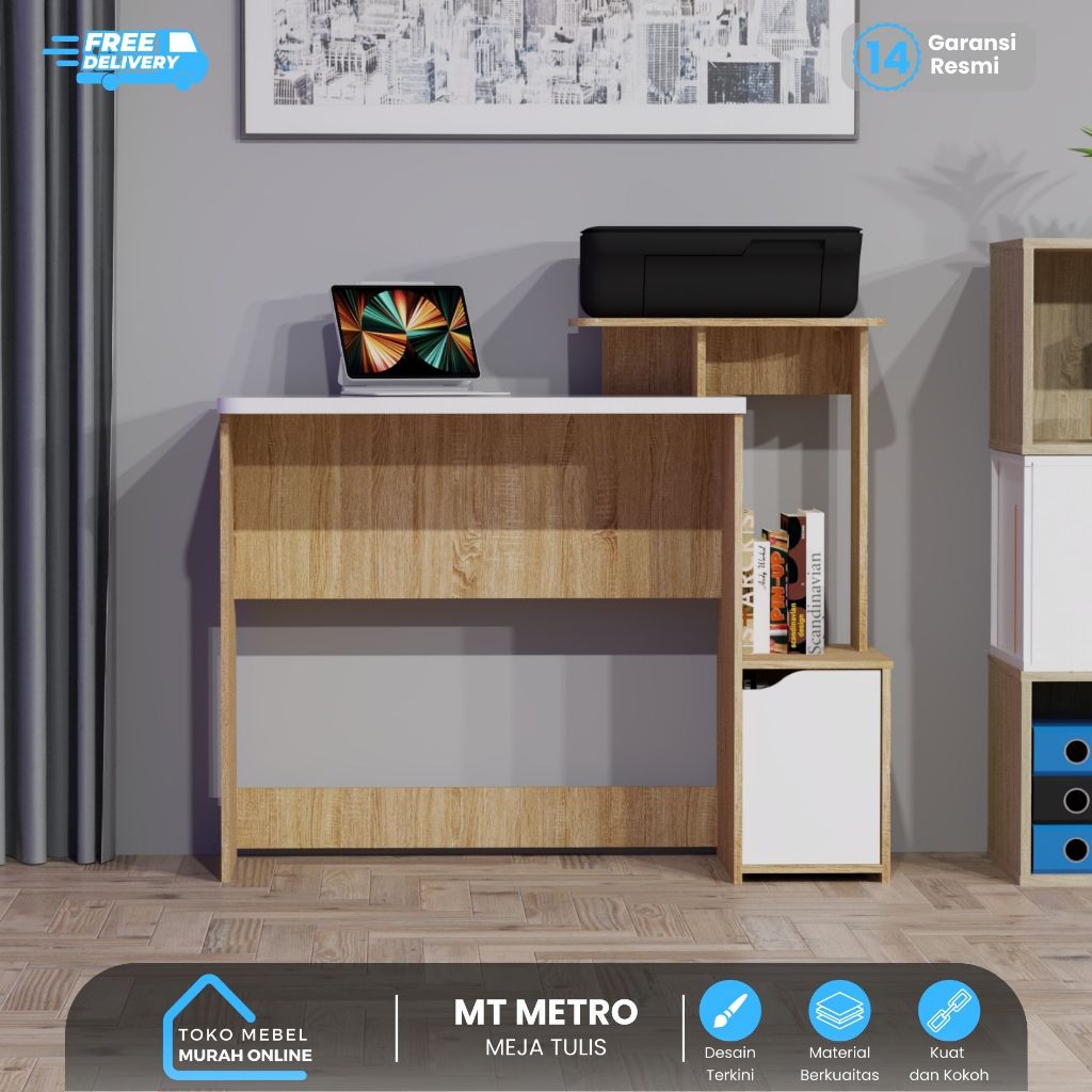 Meja Kerja Minimalis Meja Kantor Meja Tulis Aesthetic Meja Komputer Meja Printer Furniture Hemat Rua