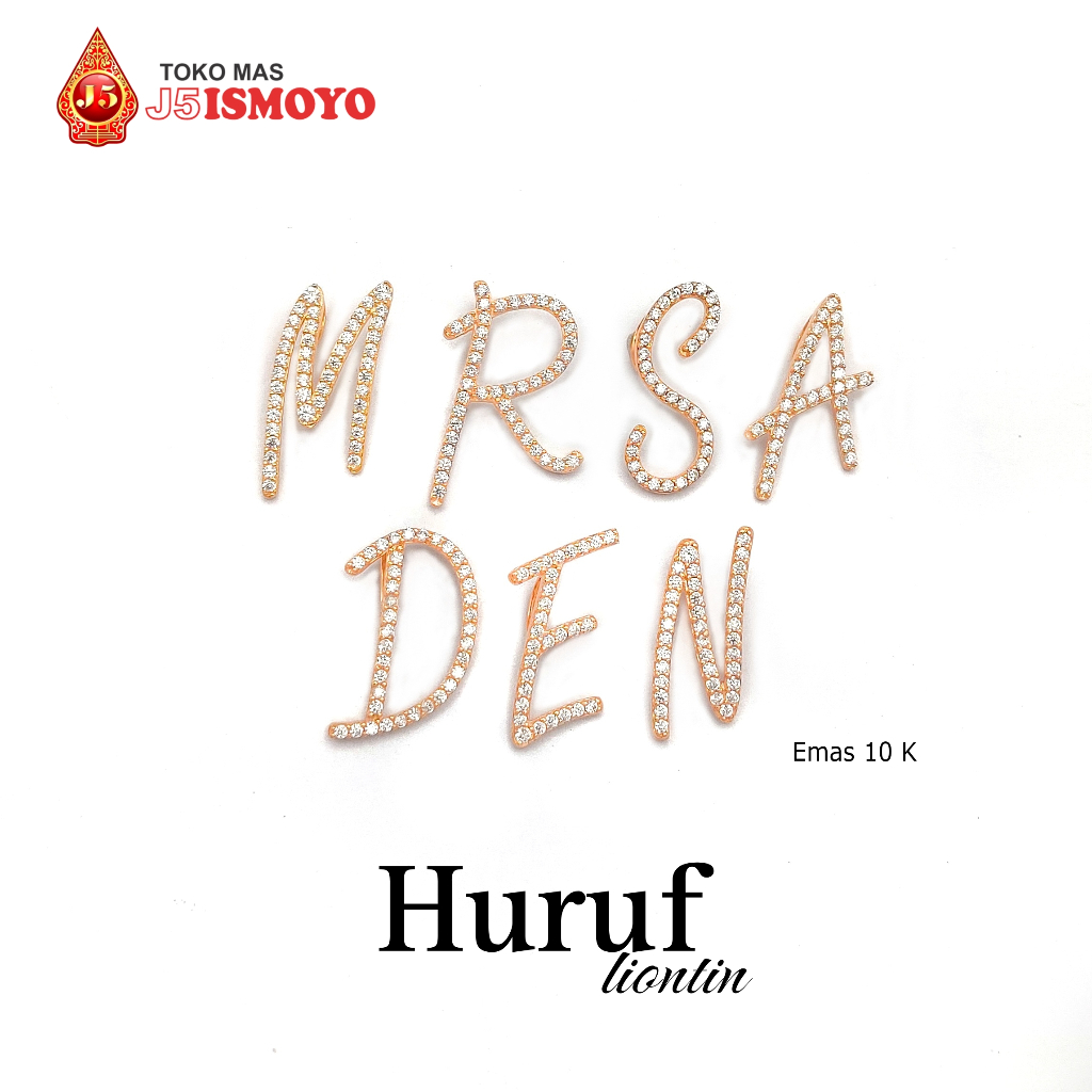 Liontin Emas Asli 10K Bersurat Model Huruf J5Ismoyo