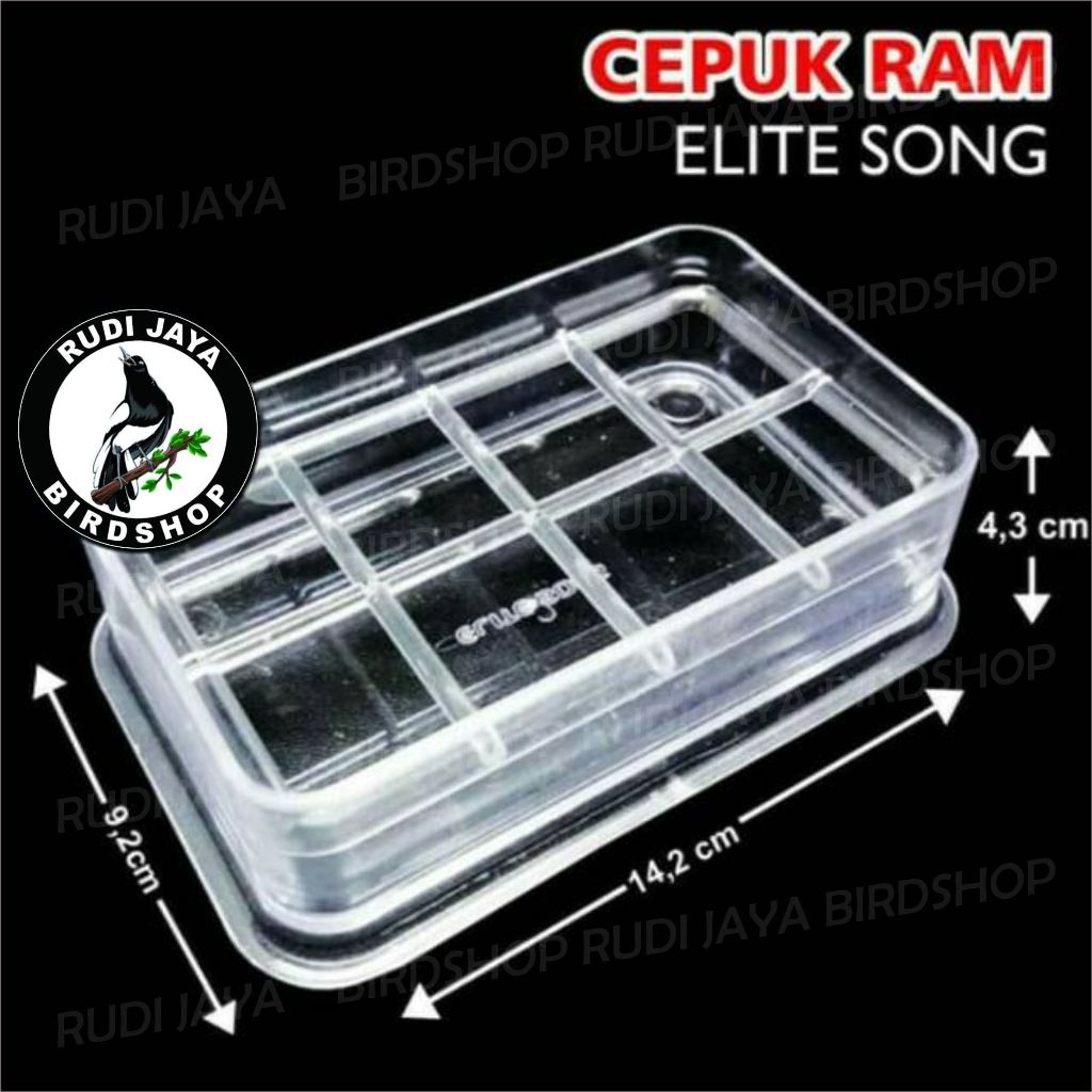 CEPUK KOTAK PERSEGI PANJANG RAM ELITE SONG 1PCS TEMPAT PAKAN BURUNG LOVEBIRD KANDANG UMBARAN