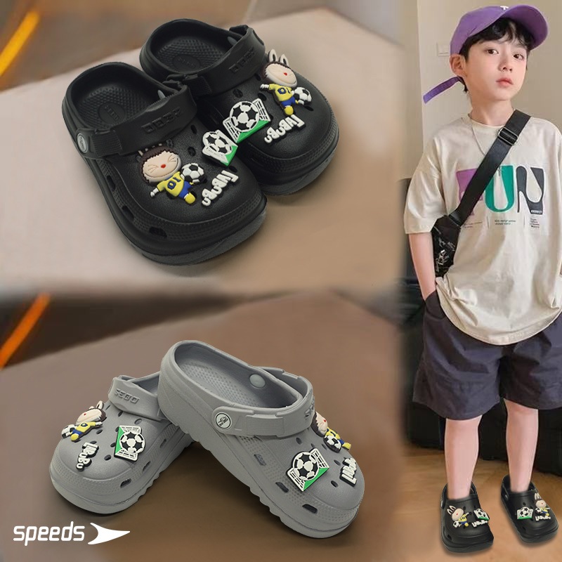 SPEEDS X SEBO Sandal Anak Laki-Laki, Crocs Jibbitz Wedges Anti-Selip Model 1005K2, Cocok untuk Ukura