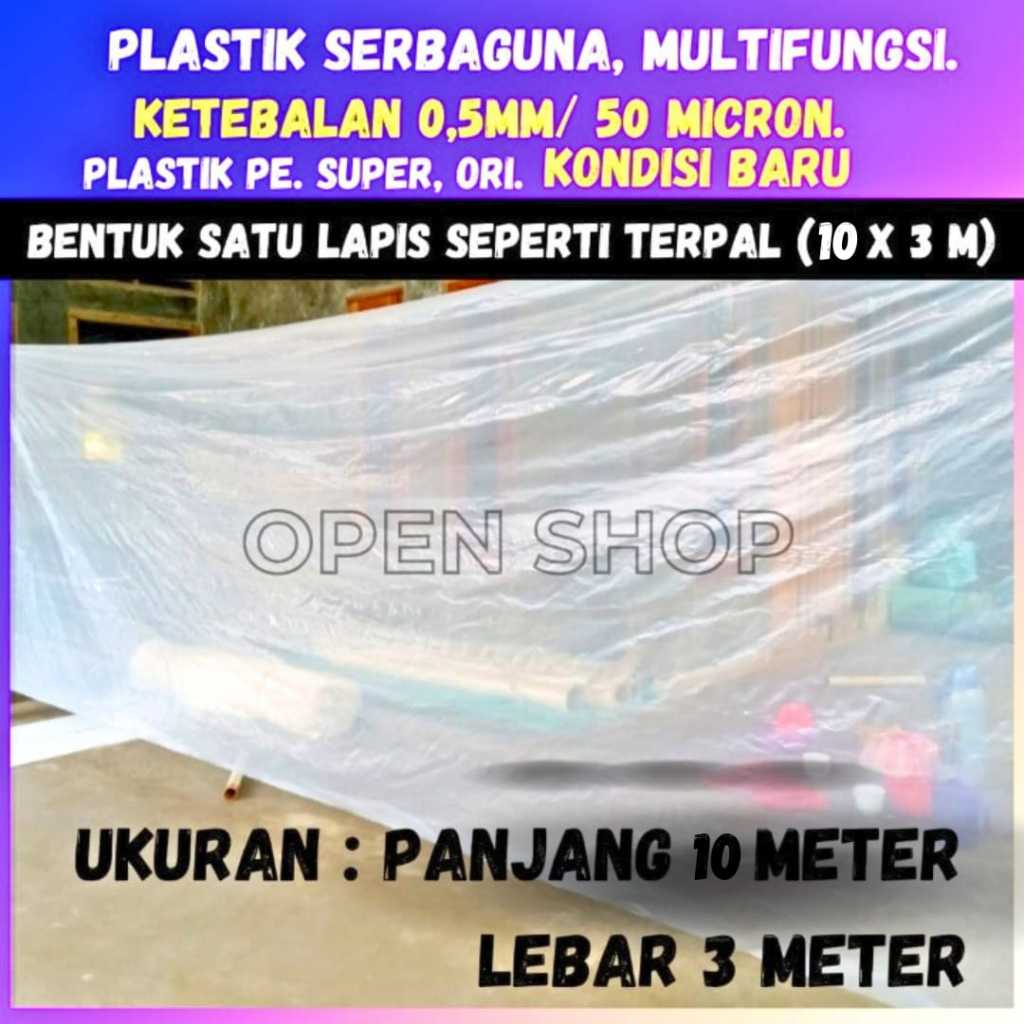 10x3 M. Plastik Serbaguna. Penutup Pelindung Pembungkus furniture,Atap GreenHouse Peternak Serbaguna
