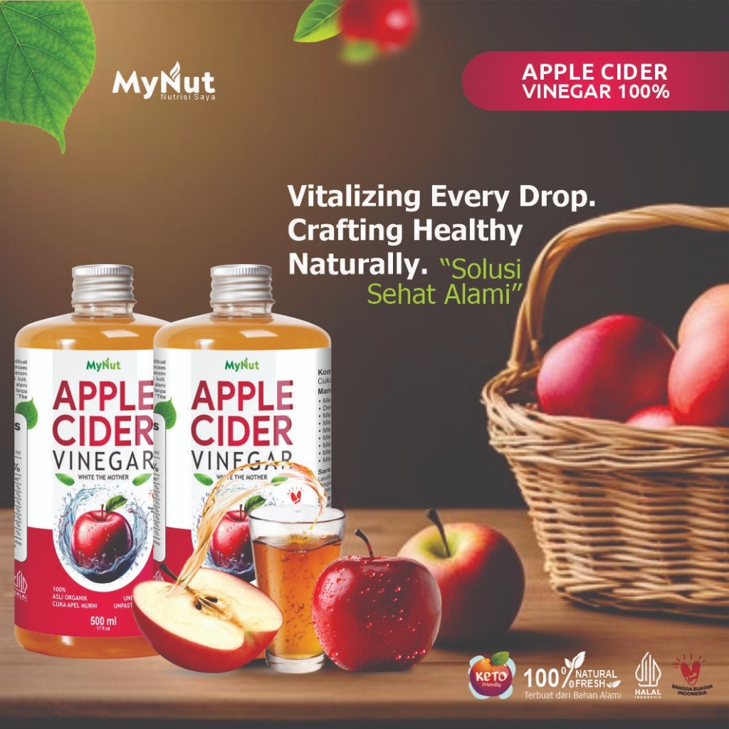 

Cuka Apel Premium 250ml 500ml 1000ml With Mother - Apple Cider Vinegar Organik 100% Original MyNut