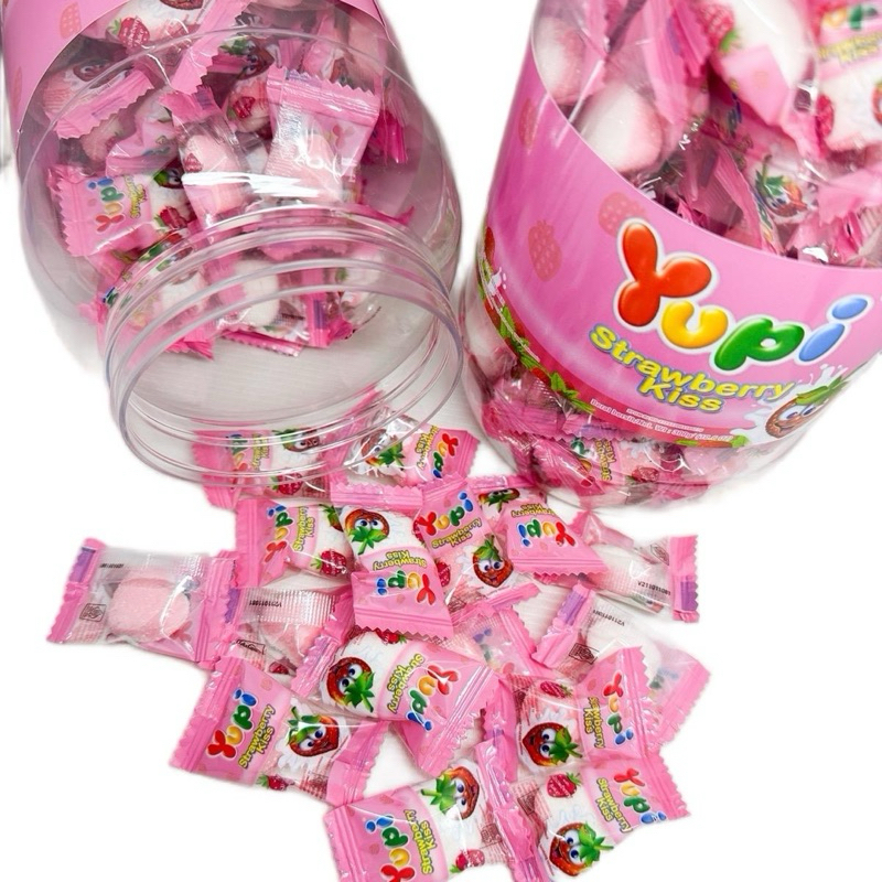 

YUPI TOPLES STRAWBERRY KISS 1 TOPLES ISI 125PCS Stroberi Candy