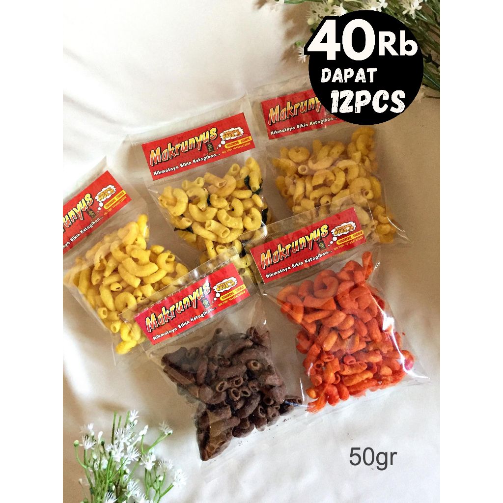 

40Rb dapat 12 pcs makaroni garcia aneka rasa gurih dan renyah kemasan 50gr