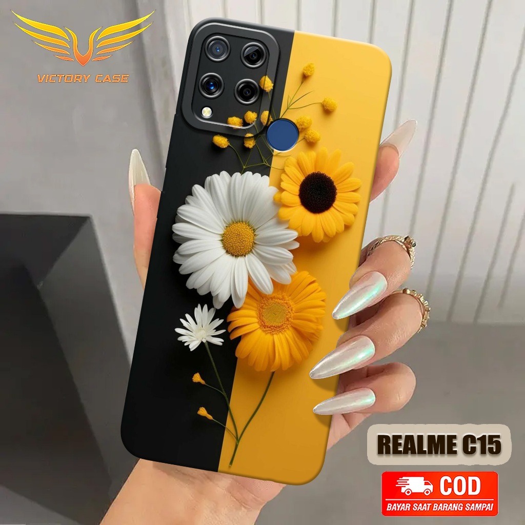 New Bunga Case - Softcase Realme C15 Terbaru - Case Hp Realme C15 - Casing Realme C15 - Case Lentur 
