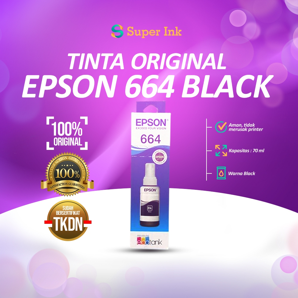 Tinta EPSON 664 Original Hitam L100/L110/L120/L200/L220/L310/L360