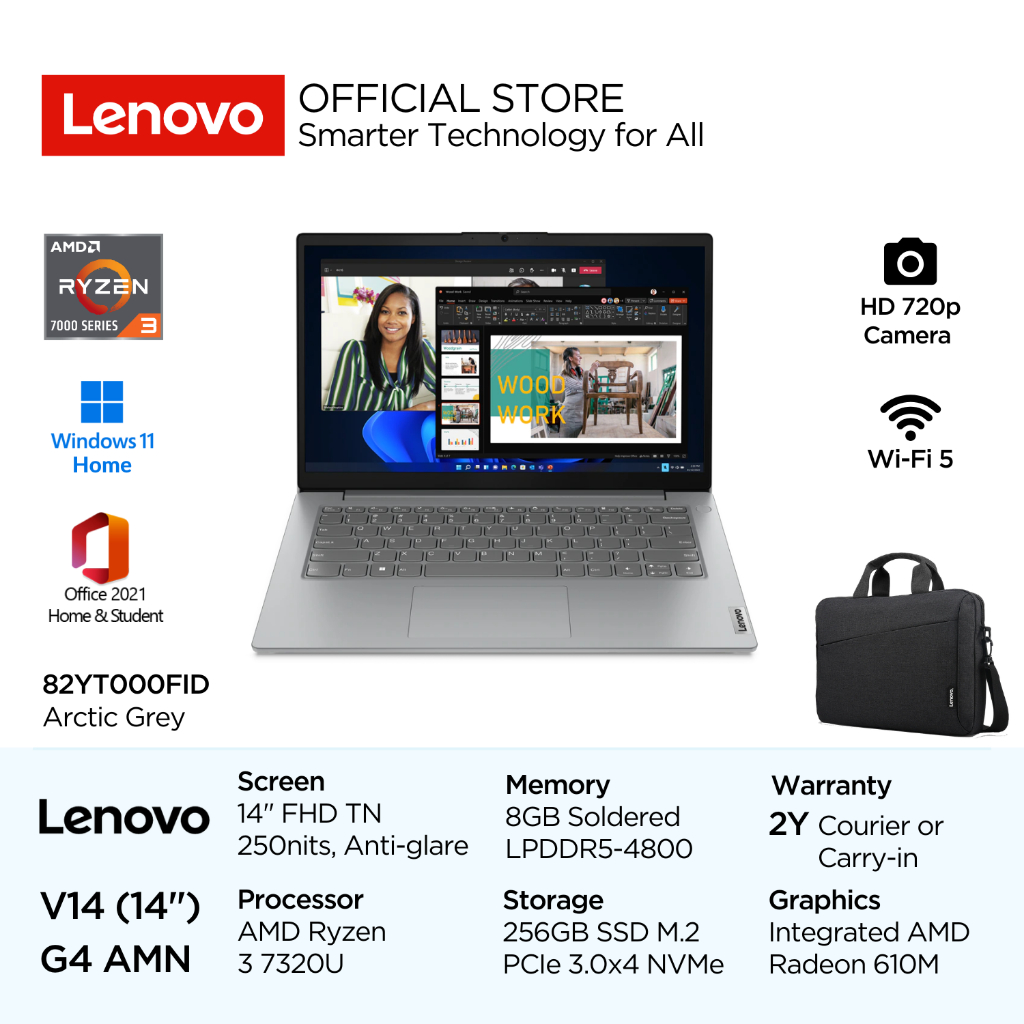 Lenovo V14 G4 AMN 0FID AMD Ryzen 3 7320U Win11 Home 8GB 256GB SSD 14" FHD TN 250nits 60Hz 45% NTSC A
