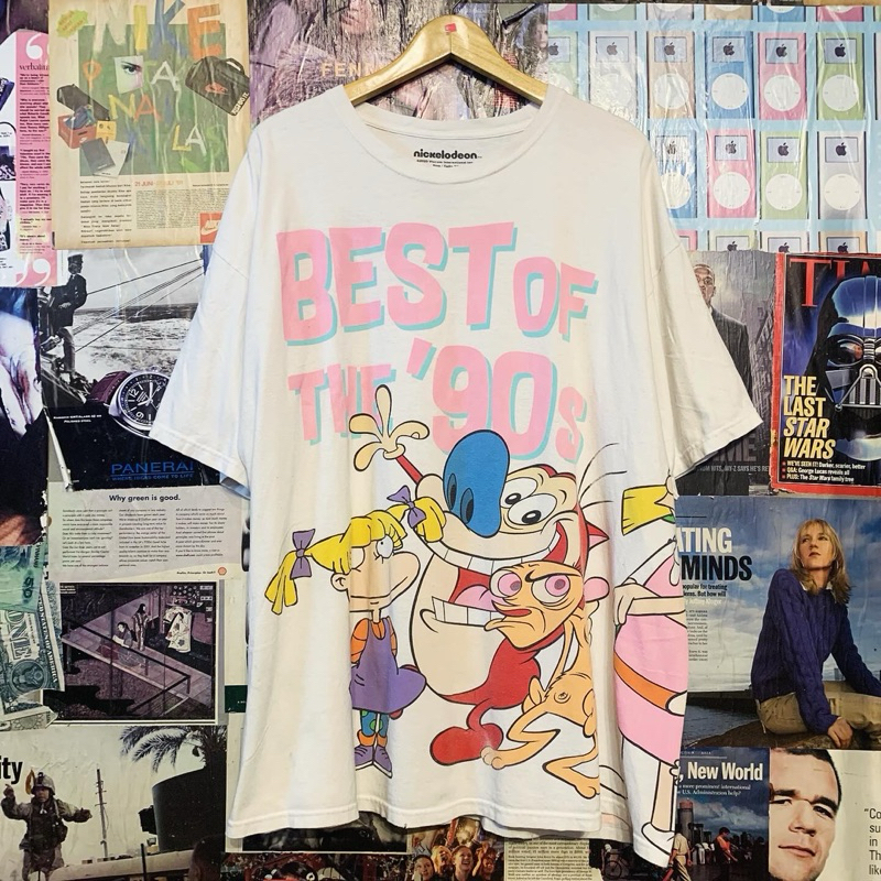 Tshirt/Kaos Original Vintage 90s Nickelodeon Cartoon Rugrats Red And Stimpy Hey Arnold Graphic Full 