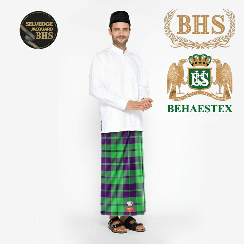 Sarung BHS Excellent Gold Motif E51 KDT Hijau Ungu | Sarung BHS Jadul | Sarung Tenun