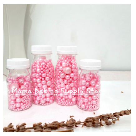 

Edible Sprinkle MIX PEARL PINK Mutiara Merah Muda Topping Decor -+50 g