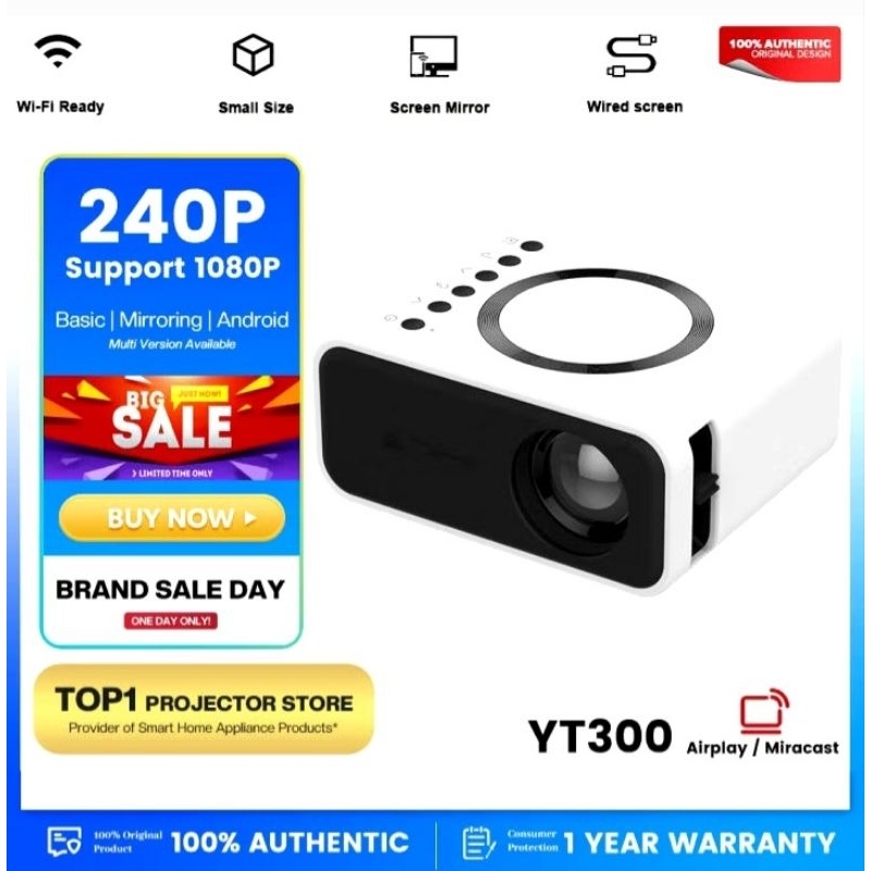 Proyektor mini Portable Led YT300 mini Proyektor HP mini Home Theater HDMI mini Proyektor
