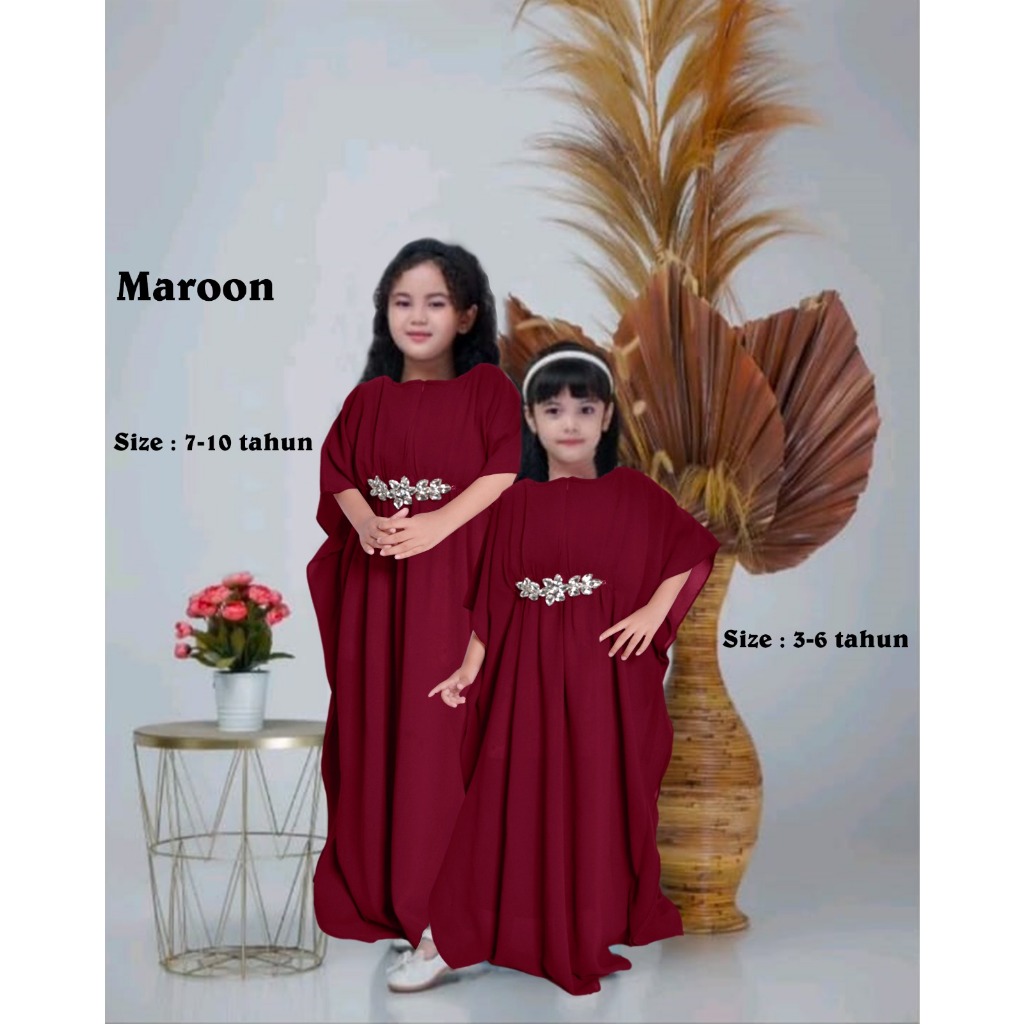 Baju Kaftan Anak Perempuan Lebaran Caftan Korean Style 2 3 4 5 6-12 Tahun Dress 2026 Hampers Keluarg