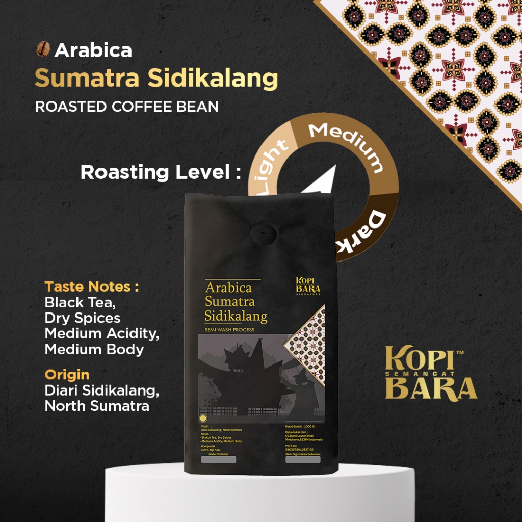 

Arabica Sumatra Sidikalang 200gr - Roasted Coffee Bean - Kopi Bara Signature