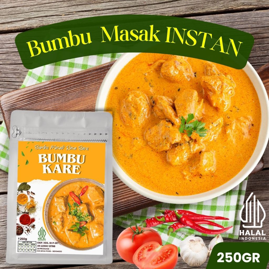 

Bumbu Basah Instan Rasa KARE, Kemasan 250gr, Bumbu Jadi , Bumbu Masak , Bumbu Instan