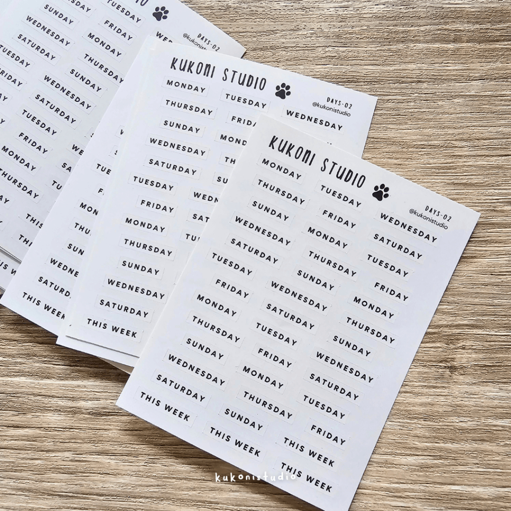 

Days Sticker / Stiker Nama Hari | Kukoni Studio Sticker
