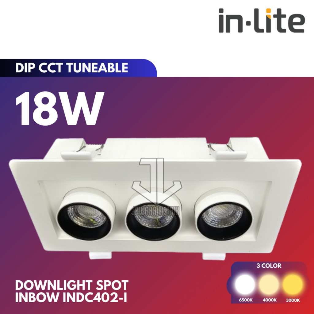 IN-LITE LED DOWNLIGHT SPOT IB TEMPEL INDC402-I 18 WATT TRI COLOR INLITE LAMPU DOWNLIGHT SPOT INBOW A