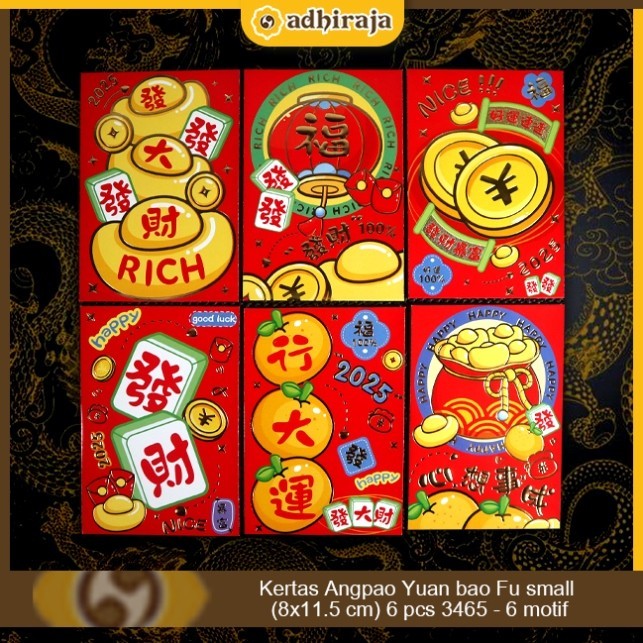 

Kertas Angpao Yuan bao Fu small (8x11.5 cm) 6 pcs 3465 - 6 motif