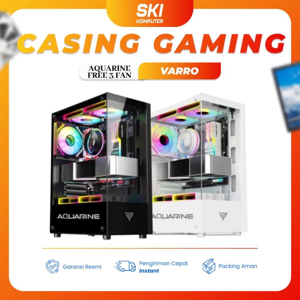 Casing Pc Gaming Aquarine Varro Prime Free 3 Fan Rgb