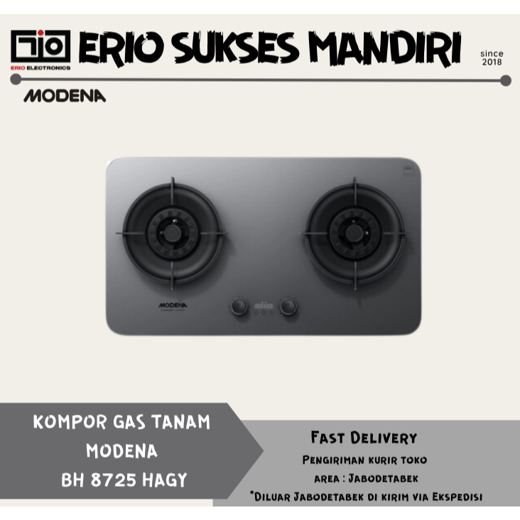 MODENA BH 8725 HAGY Kompor Gas Tanam 80cm 2 Tungku
