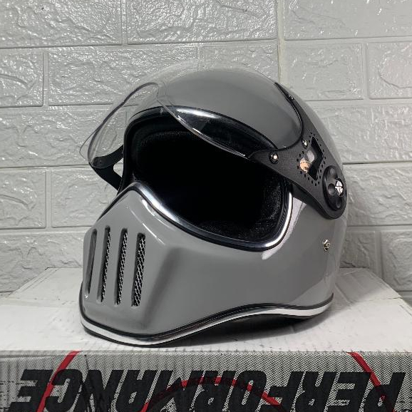 Helm Cakil Custom List Chrome + Visor