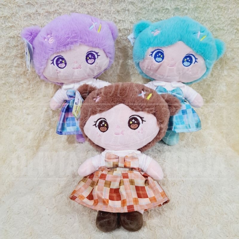 Boneka Girl Chubby Dress Kotak Kotak Boneka Cewek Mini Bordir Boneka Nonik Cempol 1