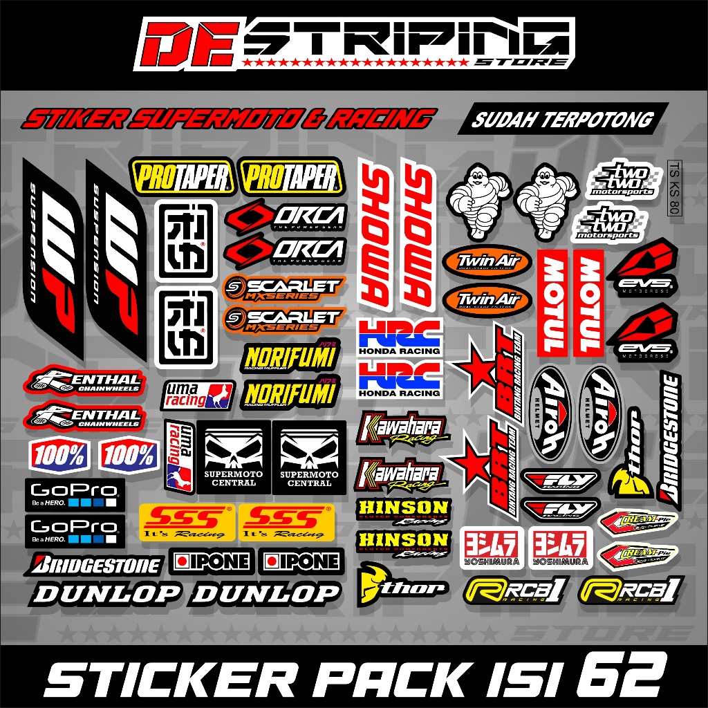 

Sticker stiker supermoto dan racing sudah di potong sesuai pola plus laminasi