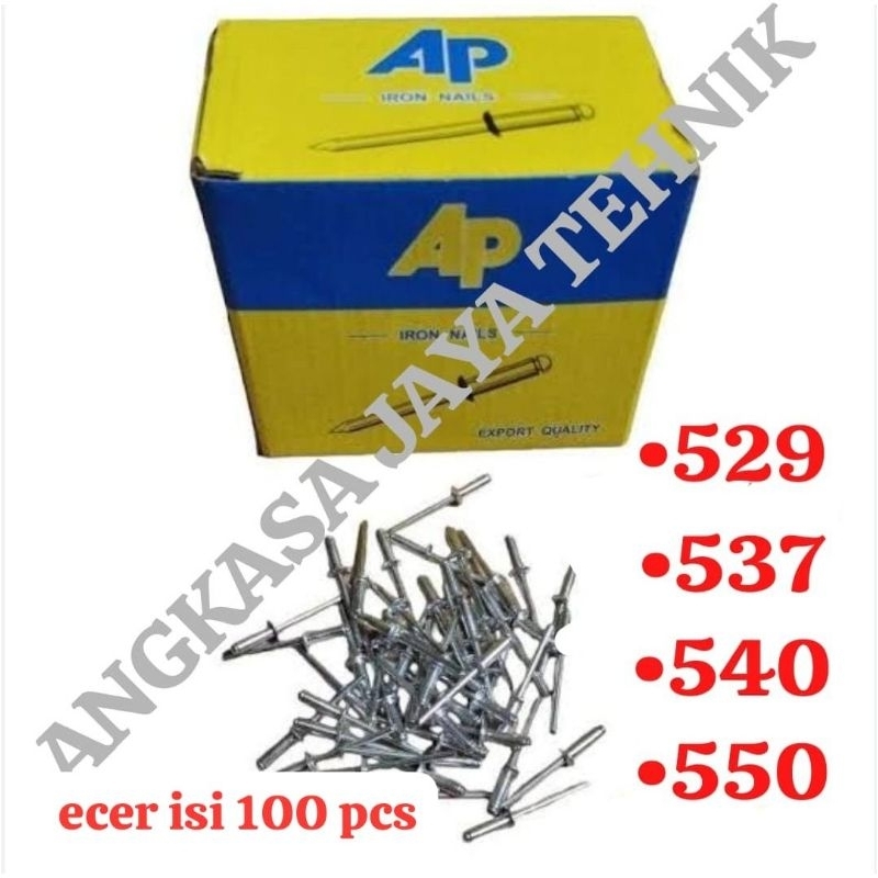 (isi 100pcs) Paku Rivet Merek AP size 529/537/540/550