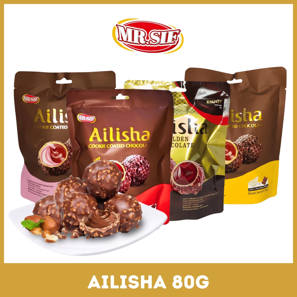 

Ailisha Chocolate Cokelat Coklat Ailisha 80gr Mr.SIF Ailisha Golden Cookie Coated Strawberry Milk Chocolate 66gr / 80g