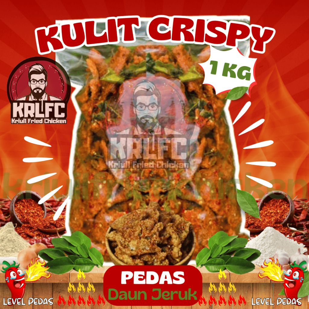 

Keripik Kulit Ayam Crispy Pedas Daun Jeruk 1kg Gurih Asin Balado