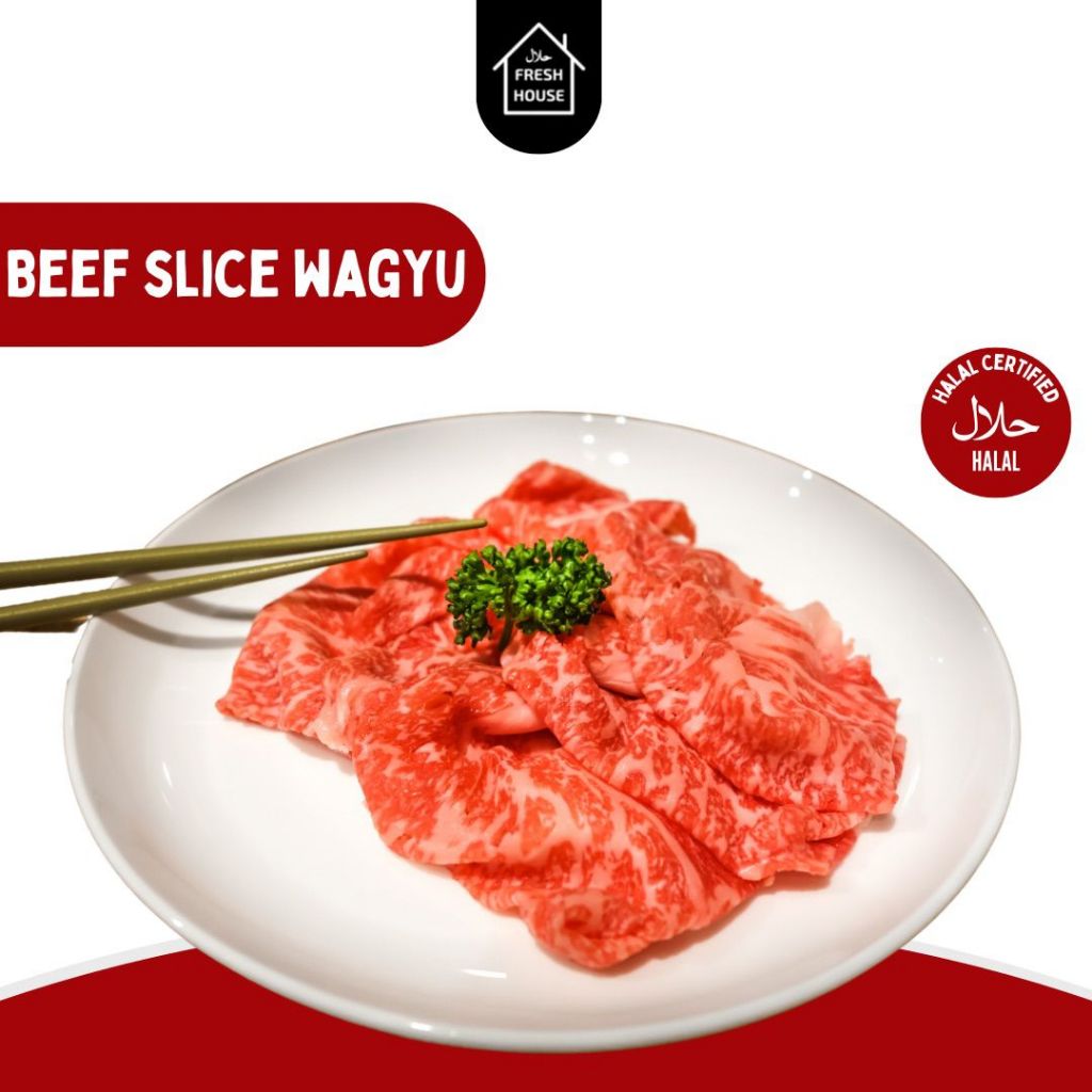 

BEEF SLICE WAGYU MARBLING 3 MARINASI 500GR DAN BEEF SLICE WAGYU MARBLING 3 TANPA BUMBU 500GR