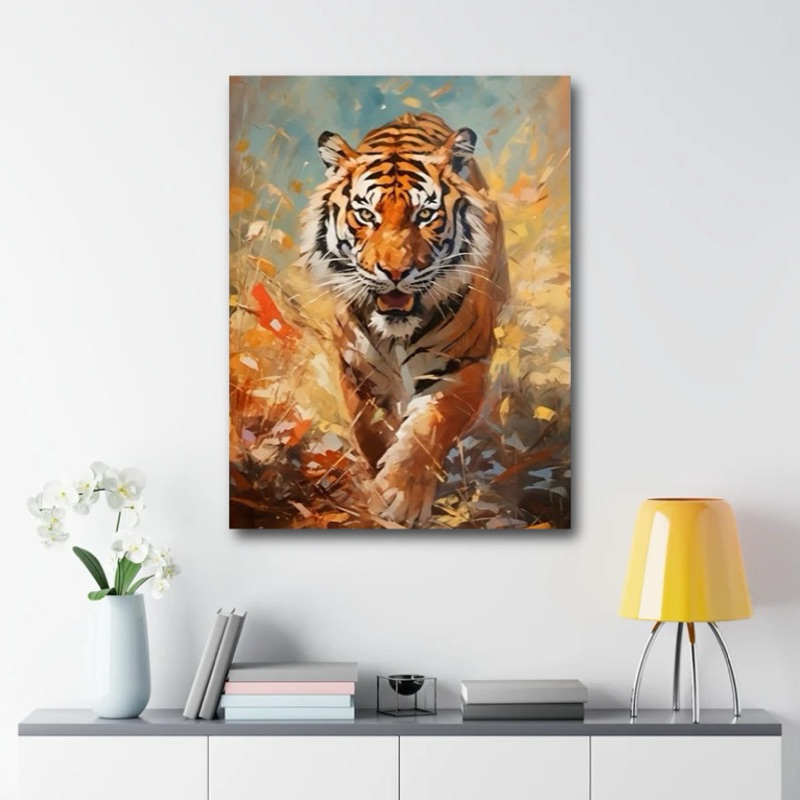 LUKISAN HARIMAU HIASAN DINDING RUANG TAMU AESTHETIC PRINT CANVAS