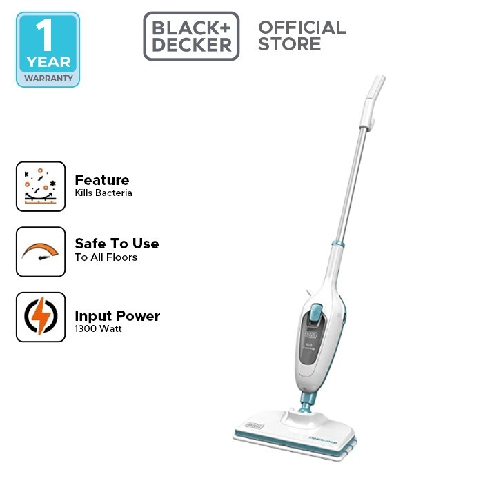 Black+Decker Steam Mop Cleaner Pel Uap 1300W (FSMH13E5-B1)