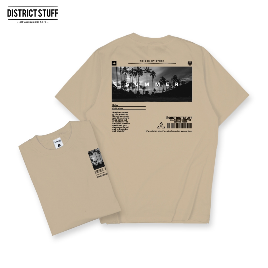 Kaos Coklat Susu Summer Story Tshirt Distro Pria Wanita Cotton Combed 30s