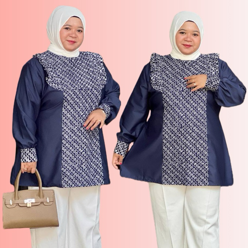ATASAN BATIK JUMBO WANITA KERJA UKURAN LD 120 130 140 150 CM BAHAN KATUN Baju Muslim