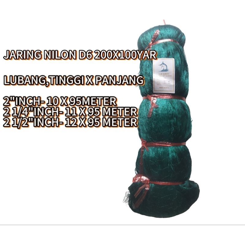 JARING IKAN,JARING NILON D6-200X100 YDS