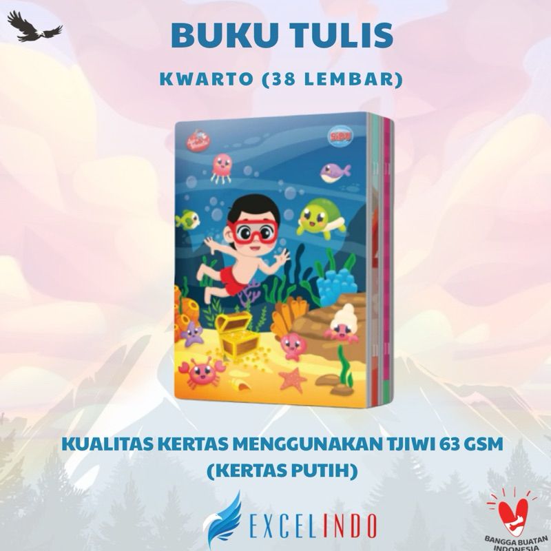 

(ISI 10 BUKU) Buku Tulis Kwarto 38 Lembar KUALITAS PREMIUM (Kertas 60 GSM) Excelindo