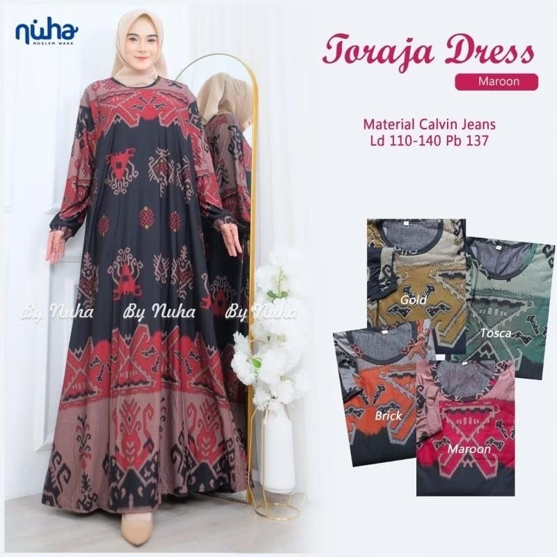 TORAJA DRESS GAMIS WANITA TERBARU CALVIN JEANS LD 110 - 140 CM PB 137 CM