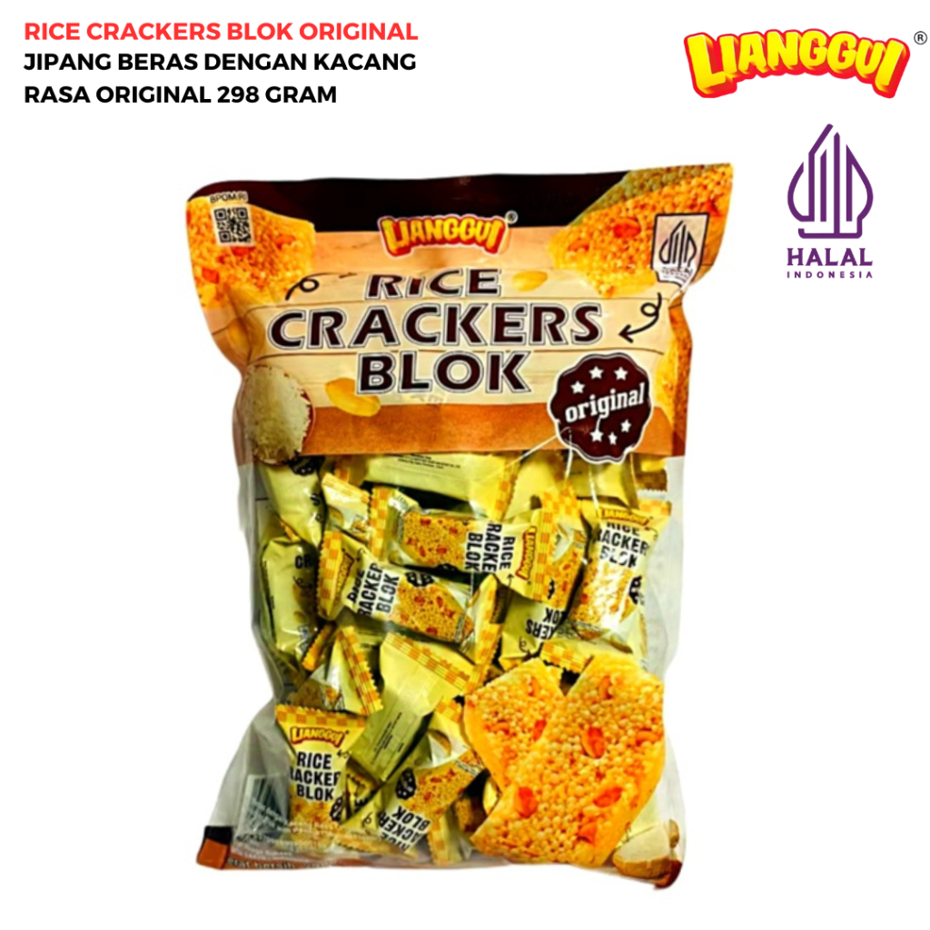 

[Halal] Lianggui Snack Cemilan Jipang Viral Rice Crackers Blok 298 Gr