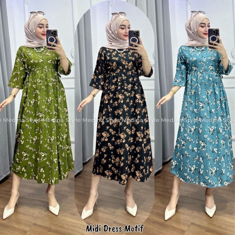 ( BARU ) Baju Midi Dress Busui Rayon Premium Motif || Simpel Kekinian Daster Rumahan Baju Tidur