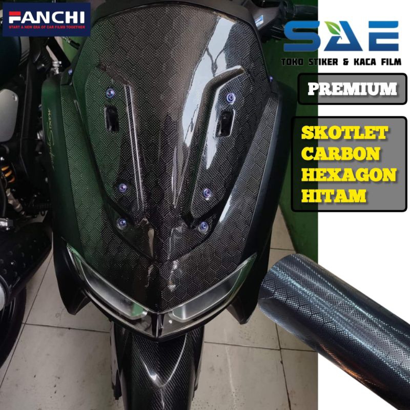 Sticker Carbon Hexagonal Skotlet Karbon Hegxagon Hitam Doff L50