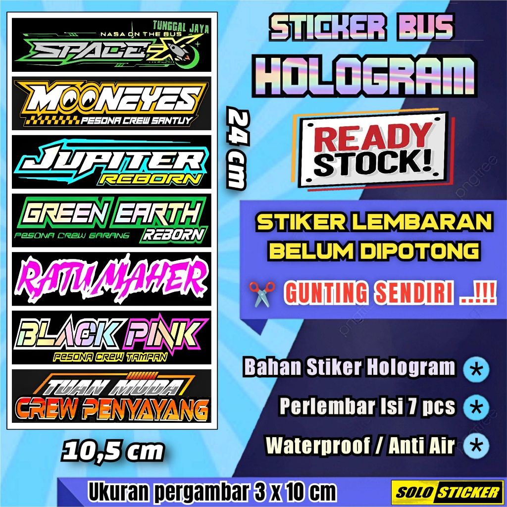 

Stiker Bus Panjang Hologram Lembaran Isi 7pc
