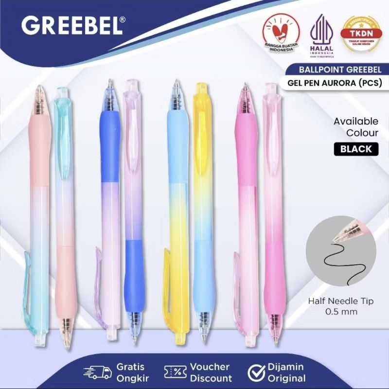 

Greebel Gel Pen Aurora GP-511 0.5 Hitam (1 pcs) / Greebel Pulpen Gel Pastel