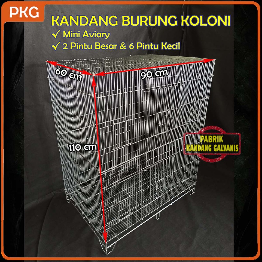 Kandang Burung Galvanis Mini Aviary 90x60x110 | Kurungan Koloni Semi Aviari Rakitan Ayam Hias